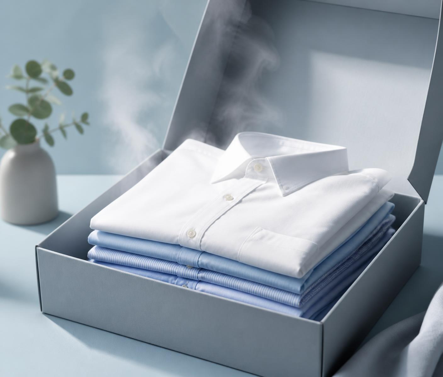 Camicie pulite e piegate nel box di consegna SteamerUp